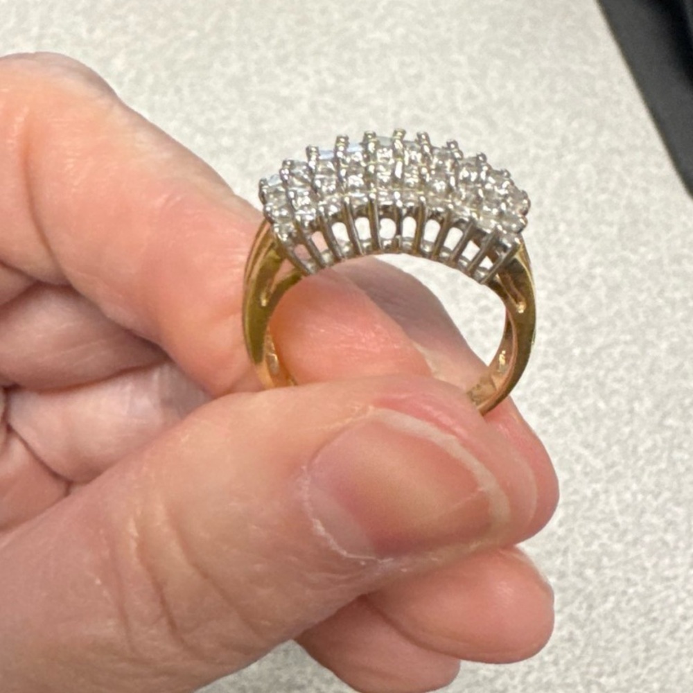 3/4 14kt Yellow Gold Arch Dome Diamond Ring - Picture 4 of 9